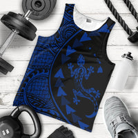 Hawaiian Map Gecko Tattoo Kakau Polynesian Tank Top Blue AH - Polynesian Pride