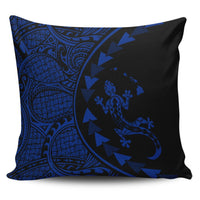 Hawaiian Map Gecko Tattoo Kakau Polynesian Pillow Covers Blue AH Pillow Covers Black - Polynesian Pride
