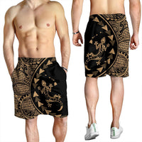 Hawaiian Map Gecko Tattoo Kakau Polynesian Men's Shorts Gold AH - Polynesian Pride