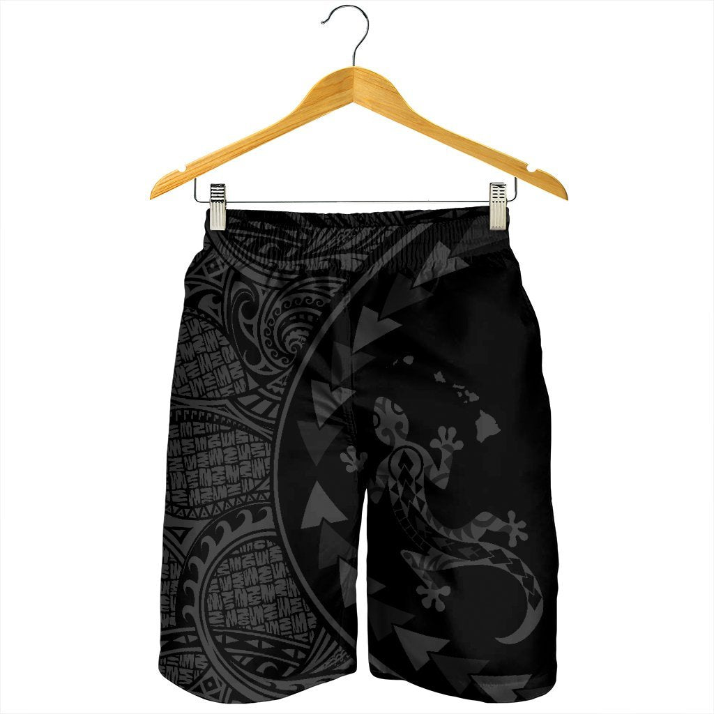 Hawaiian Map Gecko Tattoo Kakau Polynesian Men's Shorts Gray AH - Polynesian Pride