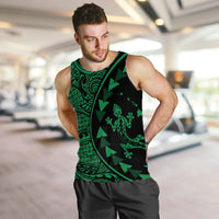 Hawaiian Map Gecko Tattoo Kakau Polynesian Tank Top Green AH - Polynesian Pride
