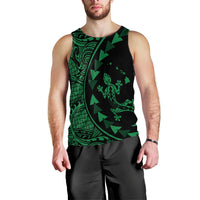 Hawaiian Map Gecko Tattoo Kakau Polynesian Tank Top Green AH Black - Polynesian Pride