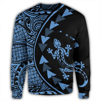 Hawaiian Map Gecko Tattoo Kakau Polynesian Sweatshirt Pastel Blue AH - Polynesian Pride