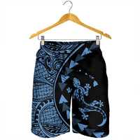 Hawaiian Map Gecko Tattoo Kakau Polynesian Men's Shorts Pastel Blue AH - Polynesian Pride