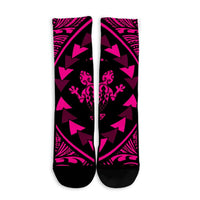 Hawaiian Map Gecko Tattoo Kakau Polynesian Crew Socks Pink AH - Polynesian Pride