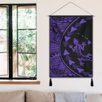 Hawaiian Map Gecko Tattoo Kakau Polynesian Hanging Poster Purple AH - Polynesian Pride