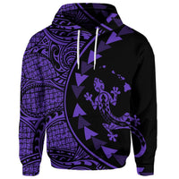Custom Hawaiian Map Gecko Tattoo Kakau Polynesian Hoodie Purple - Polynesian Pride