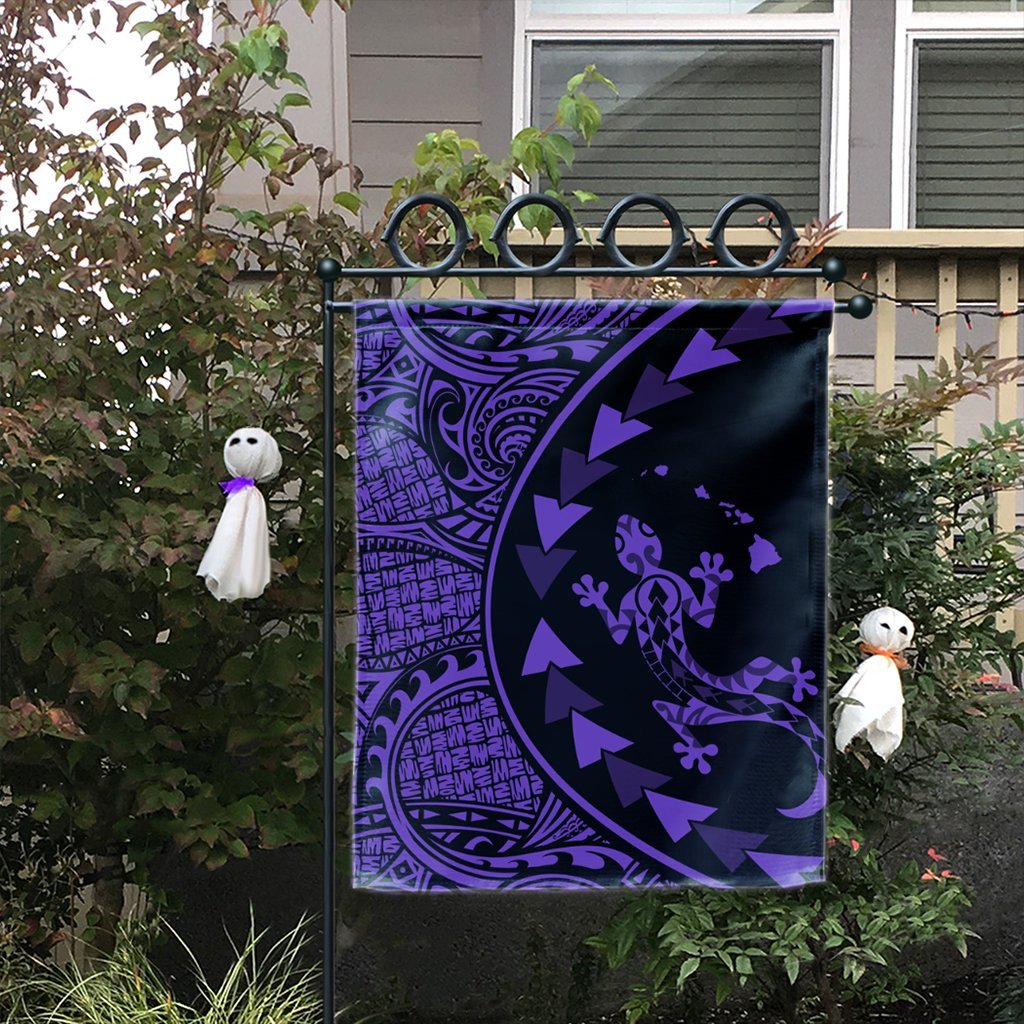 Hawaiian Map Gecko Tattoo Kakau Polynesian Flag Purple AH - Polynesian Pride