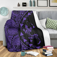 Hawaiian Map Gecko Tattoo Kakau Polynesian Premium Blankets Purple AH - Polynesian Pride