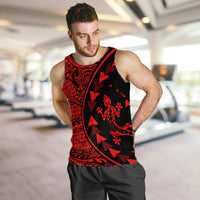 Hawaiian Map Gecko Tattoo Kakau Polynesian Tank Top Red AH - Polynesian Pride
