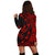 Hawaiian Map Gecko Tattoo Kakau Polynesian Hoodie Dress Red AH - Polynesian Pride