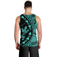 Hawaiian Map Gecko Tattoo Kakau Polynesian Tank Top Turquoise AH - Polynesian Pride
