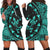 Hawaiian Map Gecko Tattoo Kakau Polynesian Hoodie Dress Turquoise AH Black - Polynesian Pride