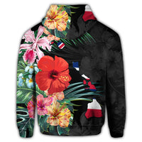 Hawaiian Map Hawaii Flag Hibiscus Polynesian Zip Hoodie - Polynesian Pride