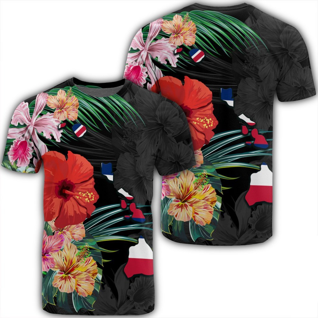 Hawaiian Map Hawaii Flag Hibiscus Polynesian T Shirt Unisex Black - Polynesian Pride