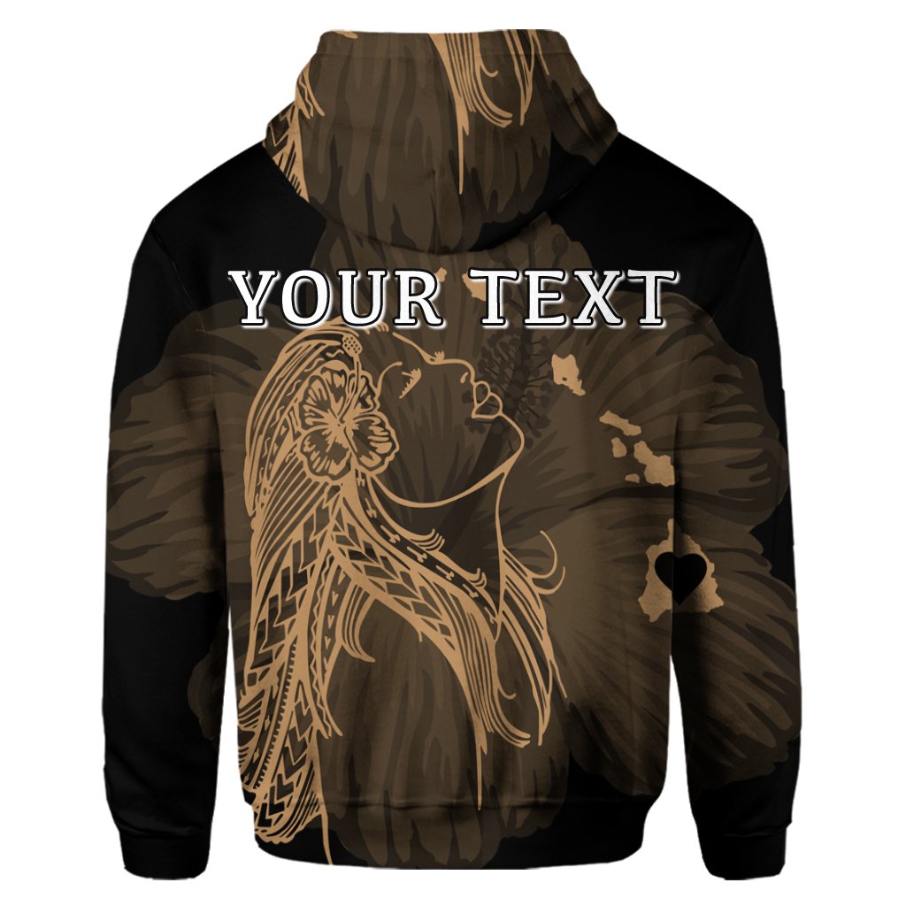Custom Hawaiian Map Heart Hula Girl Hibiscus Gold Polynesian Hoodie - Polynesian Pride