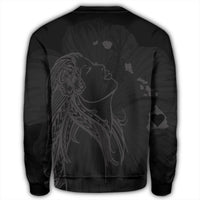 Hawaiian Map Heart Hula Girl Hibiscus Gray Polynesian Sweatshirt - AH - Polynesian Pride