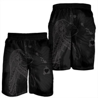 Hawaiian Map Heart Hula Girl Hibiscus Gray Polynesian Men's Shorts - AH - Polynesian Pride