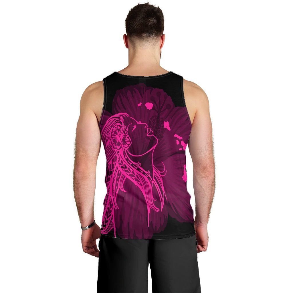 Hawaiian Map Heart Hula Girl Hibiscus Pink Polynesian Tank Top - AH - Polynesian Pride