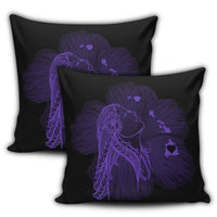 Hawaiian Map Heart Hula Girl Hibiscus Purple Polynesian Pillow Covers - AH - Polynesian Pride