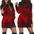 Hawaiian Map Heart Hula Girl Hibiscus Red Polynesian Hoodie Dress - AH Black - Polynesian Pride