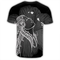 Hawaiian Map Heart Hula Girl Hibiscus White Polynesian T Shirt - Polynesian Pride