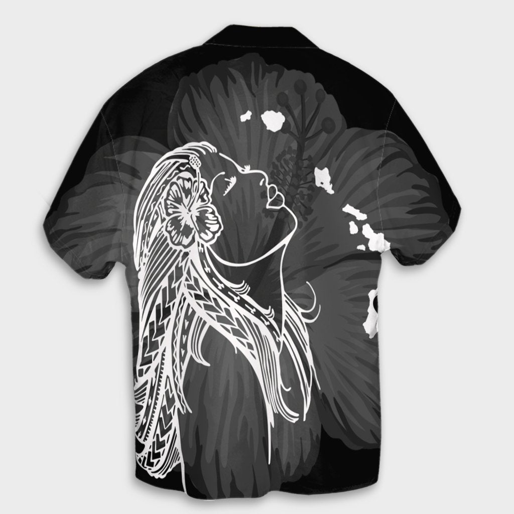 Hawaiian Map Heart Hula Girl Hibiscus White Polynesian Hawaiian Shirt - AH - Polynesian Pride