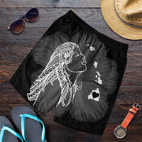 Hawaiian Map Heart Hula Girl Hibiscus White Polynesian Men's Shorts - AH Art - Polynesian Pride