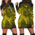 Hawaiian Map Heart Hula Girl Hibiscus Yellow Polynesian Hoodie Dress - AH Black - Polynesian Pride