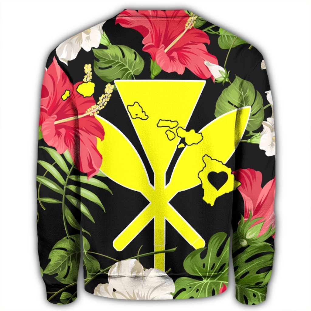 Hawaiian Map Heart Kanaka Hibiscus Polynesian Sweatshirt - AH - Polynesian Pride