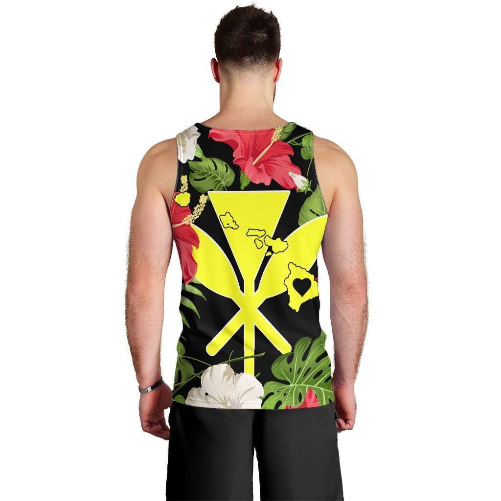 Hawaiian Map Heart Kanaka Hibiscus Polynesian Tank Top - AH - Polynesian Pride
