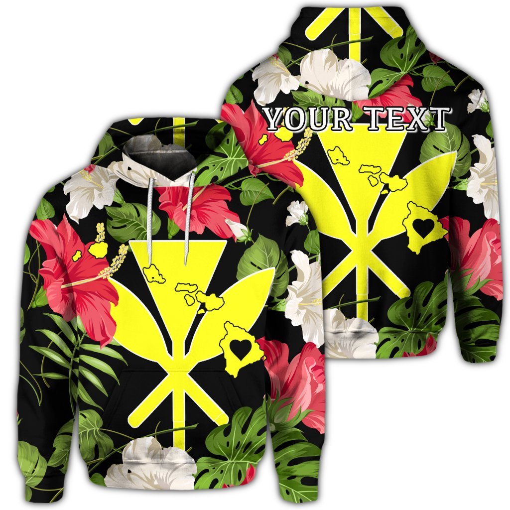 Custom Hawaiian Map Heart Kanaka Hibiscus Polynesian Hoodie Unisex Art - Polynesian Pride