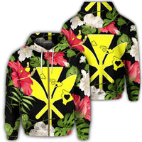 Hawaiian Map Heart Kanaka Hibiscus Polynesian Zip Hoodie Unisex Art - Polynesian Pride