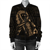 Hawaiian Map Heart Ribbon Cancer Hibiscus Gold Polynesian Bomber Jacket - AH - Polynesian Pride