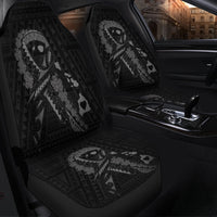Hawaiian Map Heart Ribbon Cancer Hibiscus Gray Polynesian Car Seat Covers - AH - Polynesian Pride