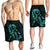 Hawaiian Map Heart Ribbon Cancer Hibiscus Turquoise Polynesian Men's Shorts - AH - Polynesian Pride