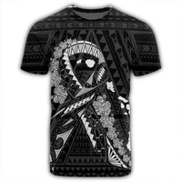 Hawaiian Map Heart Ribbon Cancer Hibiscus White Polynesian T Shirt - Polynesian Pride