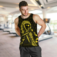 Hawaiian Map Heart Ribbon Cancer Hibiscus Yellow Polynesian Tank Top - AH - Polynesian Pride
