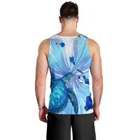 Hawaiian Map Hibiscus Flower Turtle Polynesian Tank Top Blue - AH - Polynesian Pride