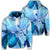 Hawaiian Map Hibiscus Flower Turtle Polynesian Hoodie Blue Unisex Art - Polynesian Pride