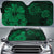 Hawaiian Map Hibiscus Flowers Vintage Polynesian Hawaii Car Sun Shade - Green Auto Sun Shade Universal Fit - Polynesian Pride