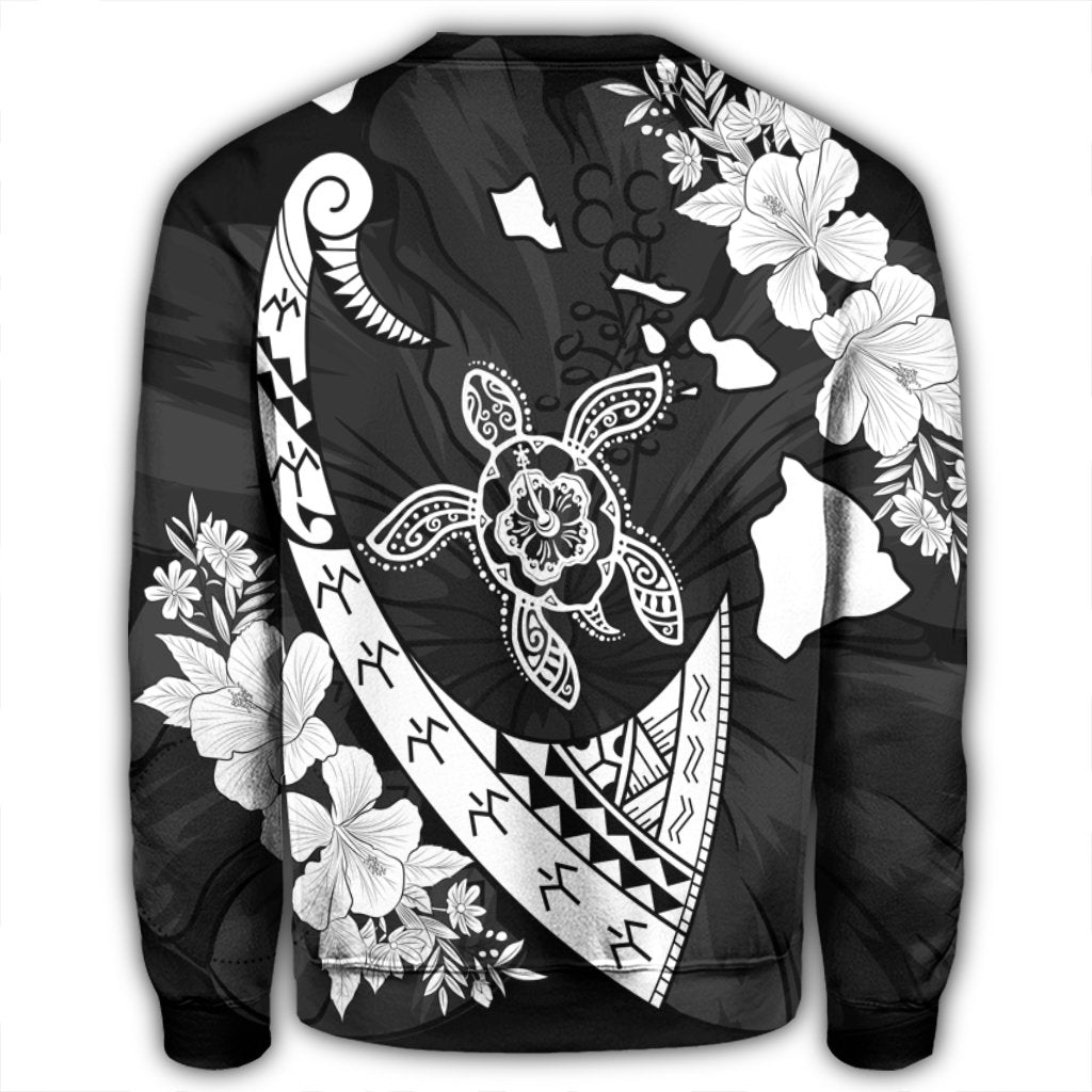 Hawaiian Map Hibiscus Turtle Fish Hook Polynesian Sweatshirt - AH - Polynesian Pride