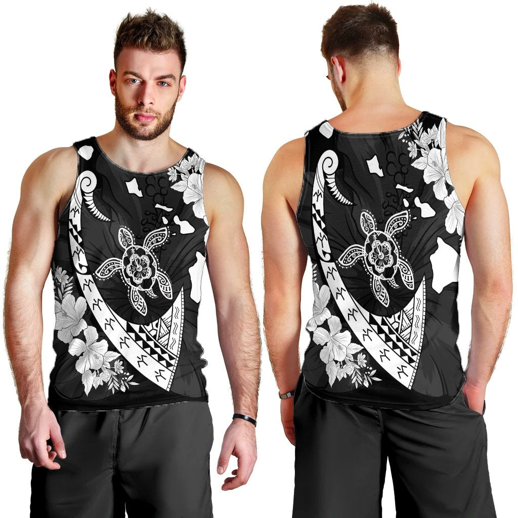 Hawaiian Map Hibiscus Turtle Fish Hook Polynesian Tank Top - AH - Polynesian Pride