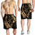 Hawaiian Map Hibiscus Turtle Fish Hook Polynesian Men's Shorts Gold - AH - Polynesian Pride