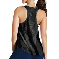 Hawaiian Map Hibiscus Turtle Fish Hook Polynesian Racerback Tank Grey - AH - Polynesian Pride