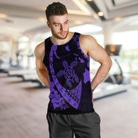 Hawaiian Map Hibiscus Turtle Fish Hook Polynesian Tank Top Purple - AH - Polynesian Pride