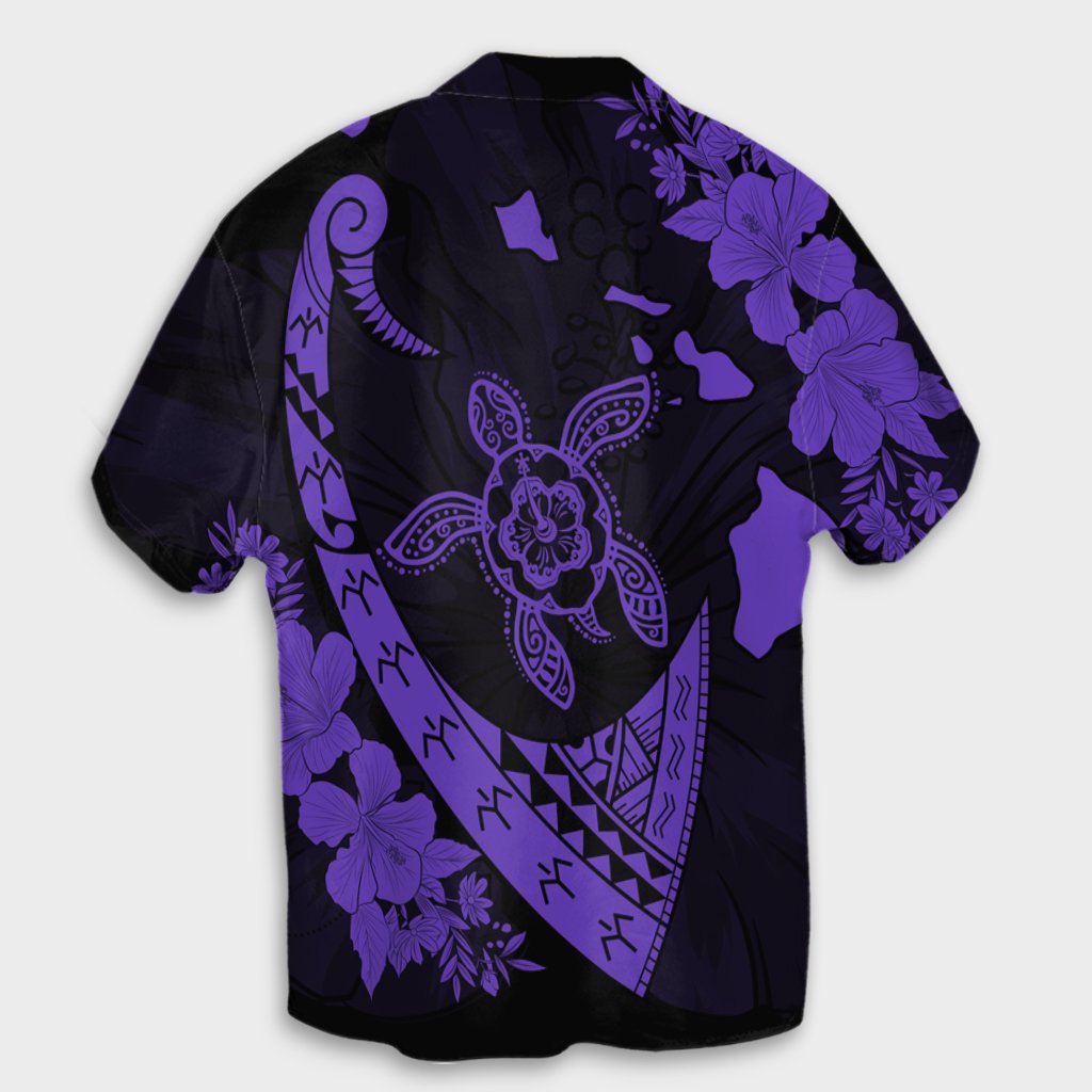 Polynesian Couple Outfits Matching Dress and Hawaiian Shirt Hawaii Map Hibiscus Turtle Fish Hook Polynesian Purple RLT14 - Polynesian Pride