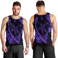 Hawaiian Map Hibiscus Turtle Fish Hook Polynesian Tank Top Purple - AH - Polynesian Pride