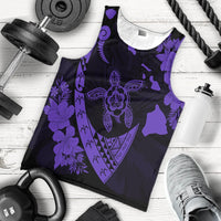 Hawaiian Map Hibiscus Turtle Fish Hook Polynesian Tank Top Purple - AH - Polynesian Pride
