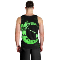 Hawaiian Map Hibiscus Turtle Polynesian Moon Tank Top Green - AH - Polynesian Pride